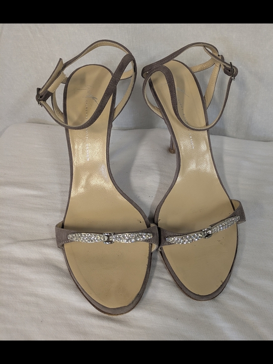 Giuseppe Zanotti Shoes - Giuseppe Zanotti Lilac Suede Crystal-Trim Ankle Strap Heels